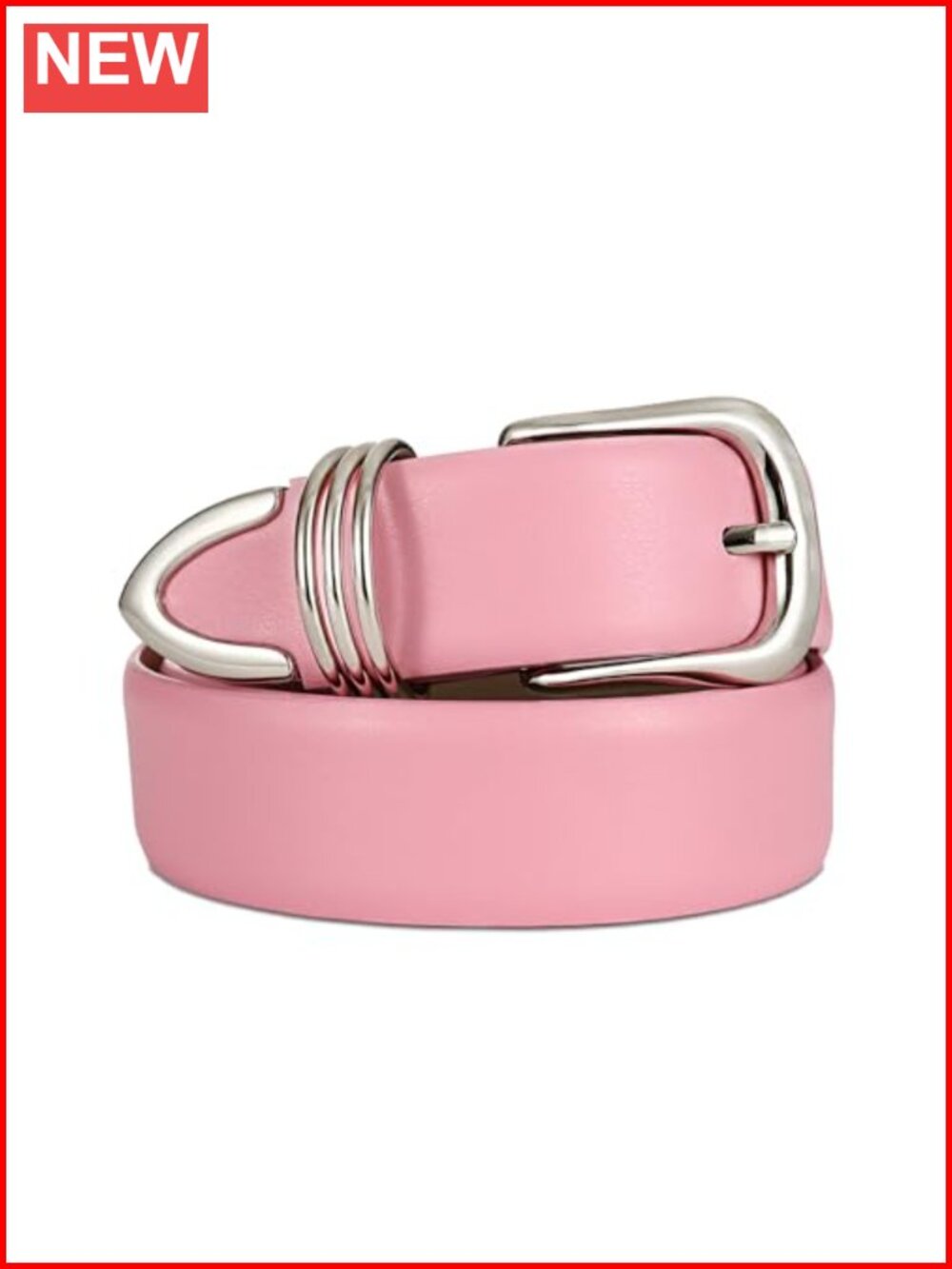 Women's Leather Belt with Metal Buckle, Fashion Waist Belt for Jeans and Dresses
